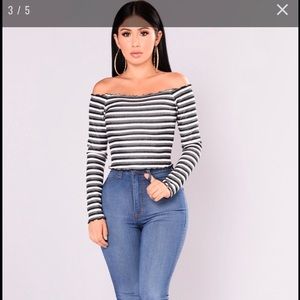 Striped off the shoulder top